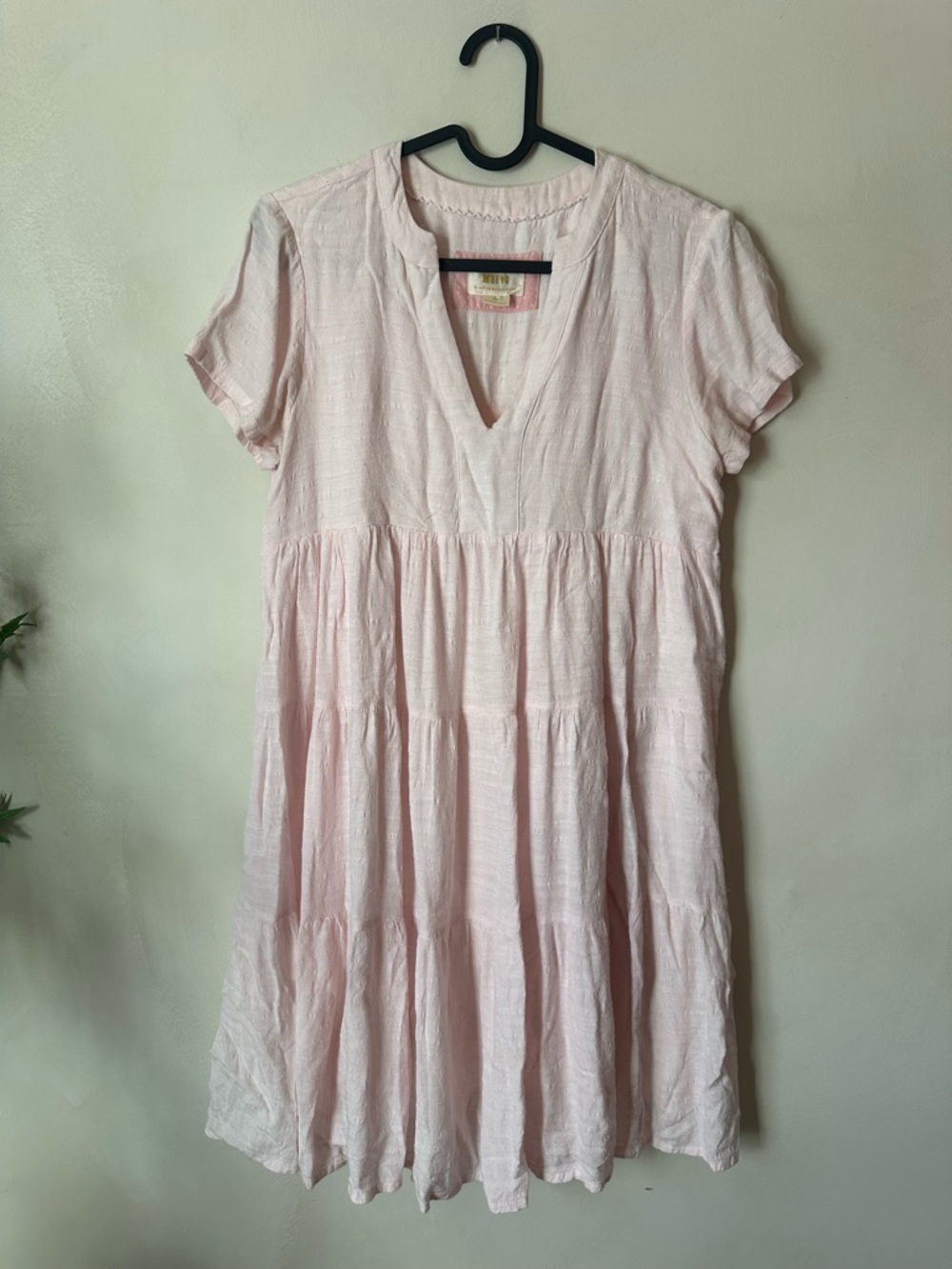 Anthropologie Maeve Tania Sacha Tiered Tunic Mini Short Sleeve Dress Pink Sz XS